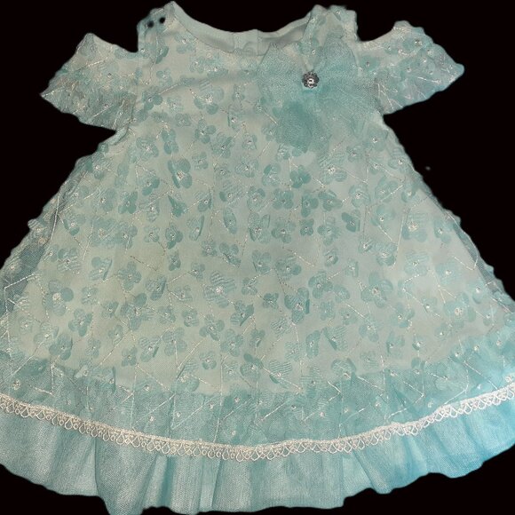 FORMAL DRESS COLD SHOULDER FLORAL TULLE SUMMER SPRING EASTER-GIRLS SIZE 12M - Picture 1 of 5